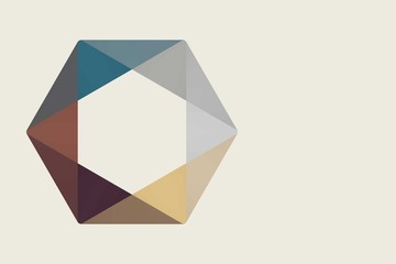 Hexagonal geometrical shape on a solid color background