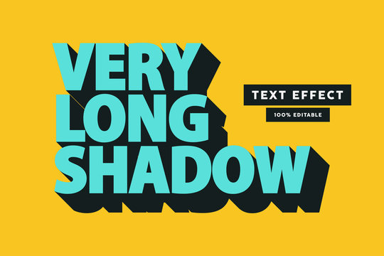 Retro long shadow text effect, editable text
