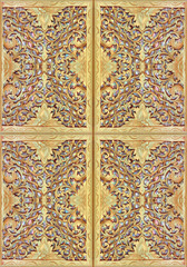 Background of Gold decorative pattern,Traditional thai design in Thailand Temple wall