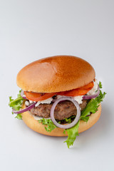 Classic american hamburger isolated on white background on a studio shot