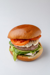 Classic american hamburger isolated on white background on a studio shot