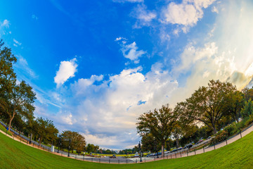 Large angle view with White House, Washington DC, USA