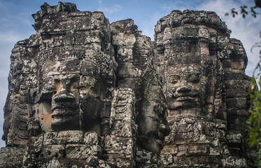 Fototapeta na wymiar The face of the Temple of Bayon Nakhon Thom Cambodia