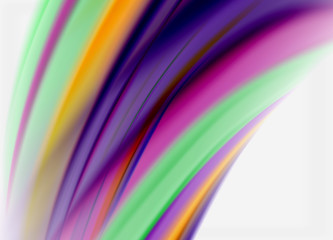 Wave lines abstract background, smooth silk design with rainbow style colors. Liquid fluid color waves. Vector Illustration