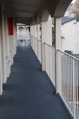 empty corridor outside motel