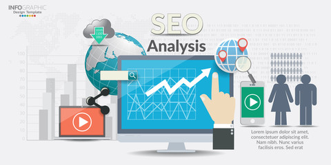 Digital Marketing concept. Infographic chart with icons, can be used for workflow layout, diagram, report, web design.