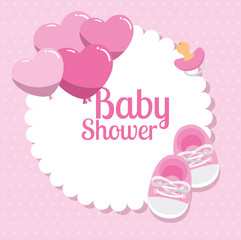 baby shower card with shoes and decoration