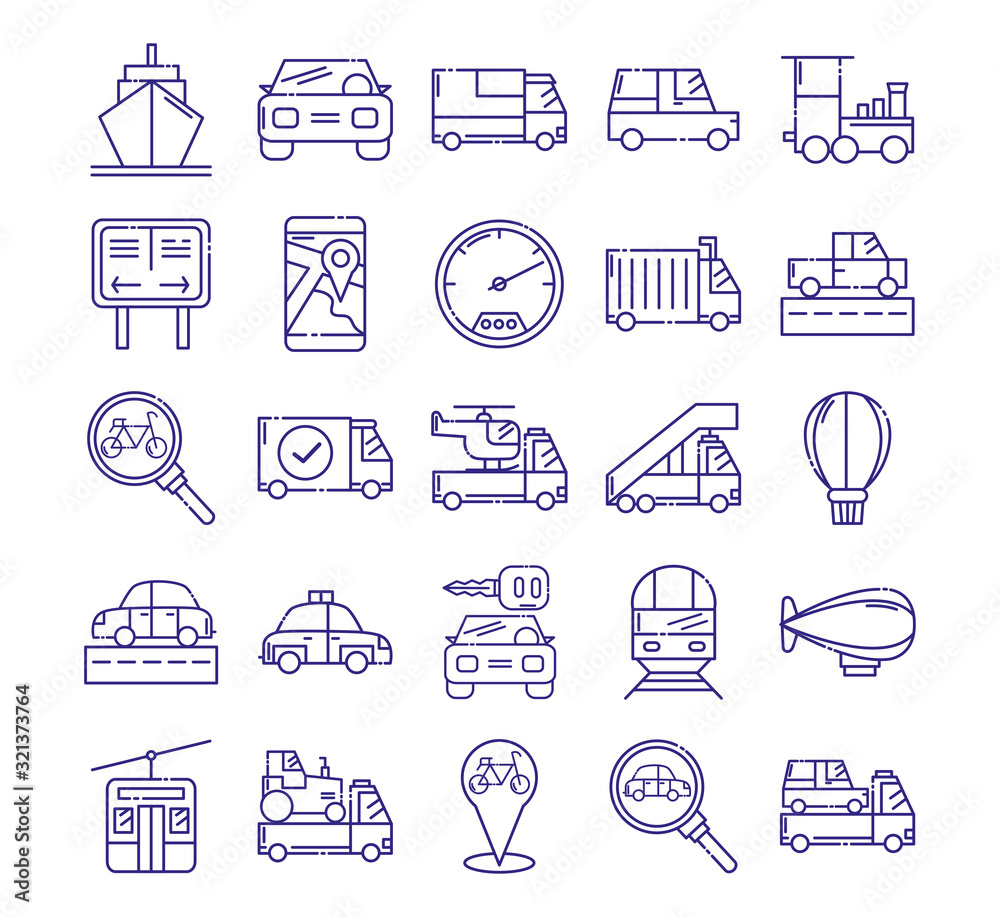 Poster Isolated vehicles icon set vector design