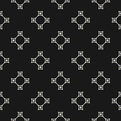 Vector minimalist seamless pattern, subtle dark geometric texture with thin curved linear shapes. Monochrome illustration, repeat tiles. Simple abstract background. Design for decor, covers, fabric