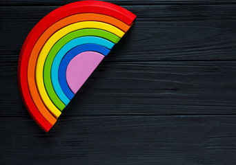 Colorful wooden toy rainbow, arc rainbow for children, toys for creativity  development. Children's...