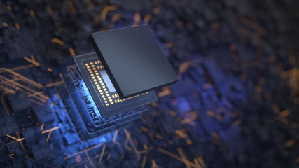 Fototapeta Central Computer Processors CPU concept. 3d rendering,conceptual image. obraz