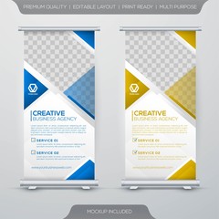 set of business rollup banner with abstract background and minimalist concept template use for promotion kit and publication ads 