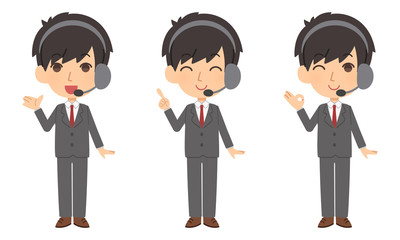 オペレーター男性とふきだしセット