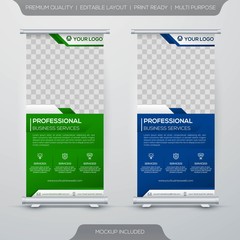 set of business rollup banner with abstract background and minimalist concept template use for promotion kit and publication ads 