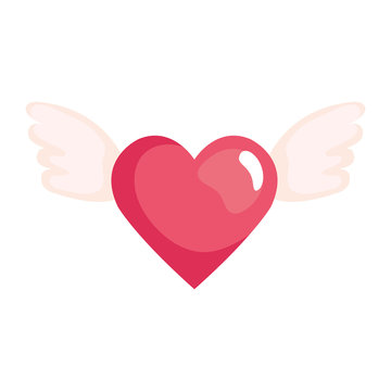 cute heart with wings isolated icon