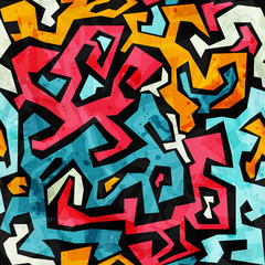 bright graffiti seamless pattern with grunge effect