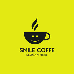 Modern vector professional sign logo Smile coffee..