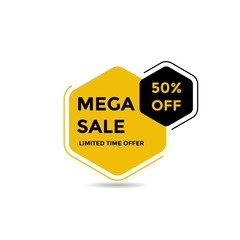 Black and yellow mega sale banner vector
