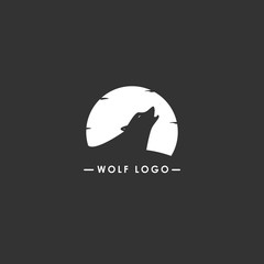 Negative space moon Wolf template logo design