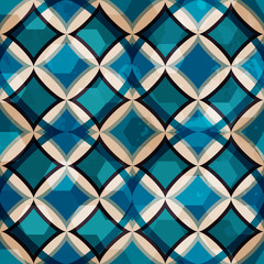 Fototapeta na wymiar vintage blue mosaic seamless pattern with grunge effect