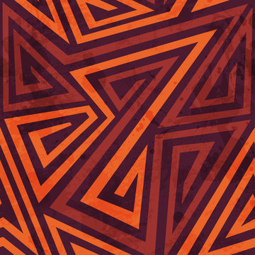 warm color tribal seamless pattern with grunge effect