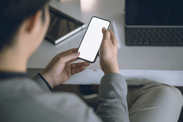 businessman working with smart phone or tablet. Modern and smart lifestyle with online mobile technology.