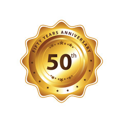 50th Years Anniversary" - Retro Golden badge