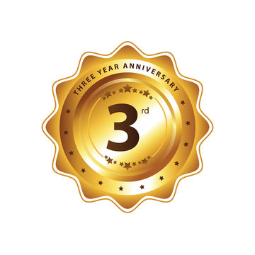 3rd golden anniversary logo.  Retro Golden badge