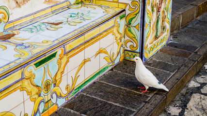 Beautifully ornate bench in Anacapri, above Capri, Italy.