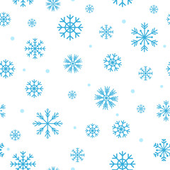 Christmas seamless pattern of snowflakes on white background.