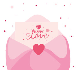 happy valentines day card with envelope and decoration