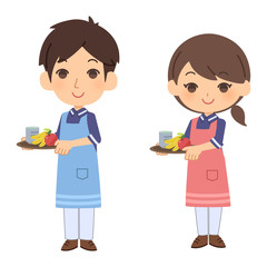 食べ物を差し出す介護士セット