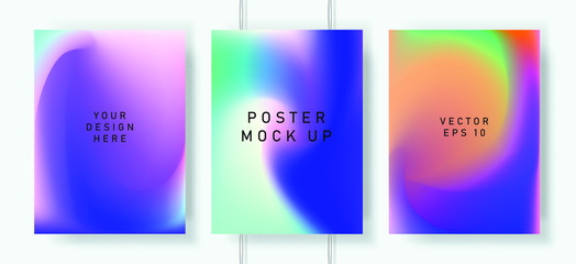 Set of shiny iridescent holographic foil texures for poster and cover design. 
