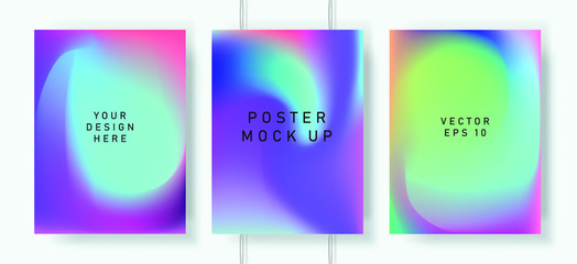 Set of shiny iridescent holographic foil texures for poster and cover design. 