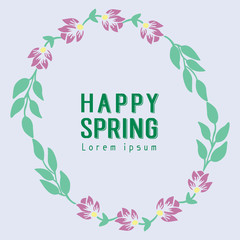 Antique Shape of happy spring greeting card, with beautiful leaf and flower frame. Vector