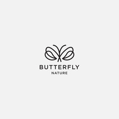 Butterfly nature linear logo. vector leaf, animal, logo template illustration