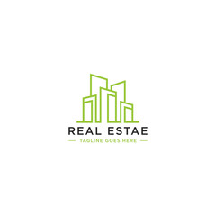 real estate green logo design template - vector