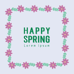 Beautiful Pattern of leaf and floral frame, with grey background, for happy spring poster design. Vector