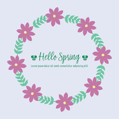 Beautiful Pattern of leaf and floral frame, with grey background, for happy spring poster design. Vector