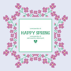 Beautiful crowd pink flower frame and unique leaf pattern, for happy spring greeting card design. Vector