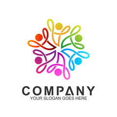 Obraz premium People Care Logo In Line Style,Friendship Logo,World Unity,Family Connection,Foundation Kids,People Sport,Gym And Fitness,Human Community Icon