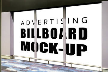 Mock up three rectangular blank screen advertising billboard