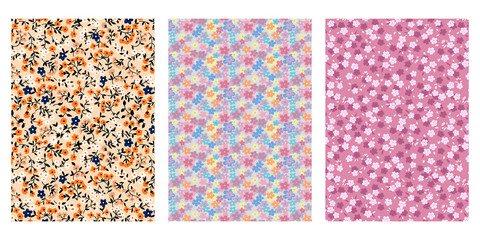 Japanese Cute Small Flower Abstract Vector Background Collection