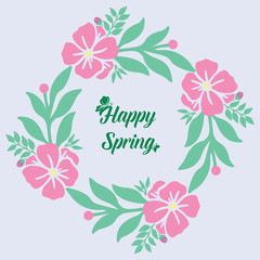 Modern ornate of leaf and wreath frame, for happy spring greeting card design. Vector