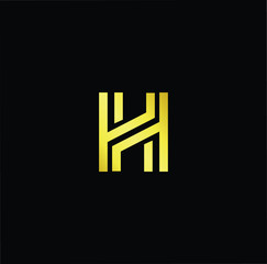 Outstanding professional elegant trendy awesome artistic black and gold color H HH initial based Alphabet icon logo.