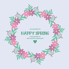 Beautiful frame with leaf and flower seamless decoration, for happy spring poster design. Vector
