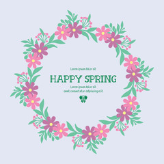 Beautiful frame with leaf and flower seamless decoration, for happy spring poster design. Vector