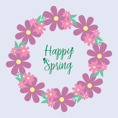 Beautiful shape pattern of leaf and flower frame, for happy spring greeting card design. Vector
