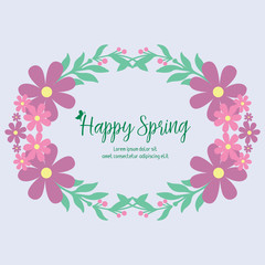 Beautiful shape pattern of leaf and flower frame, for happy spring greeting card design. Vector