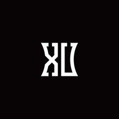 XU monogram logo with curved side style design template